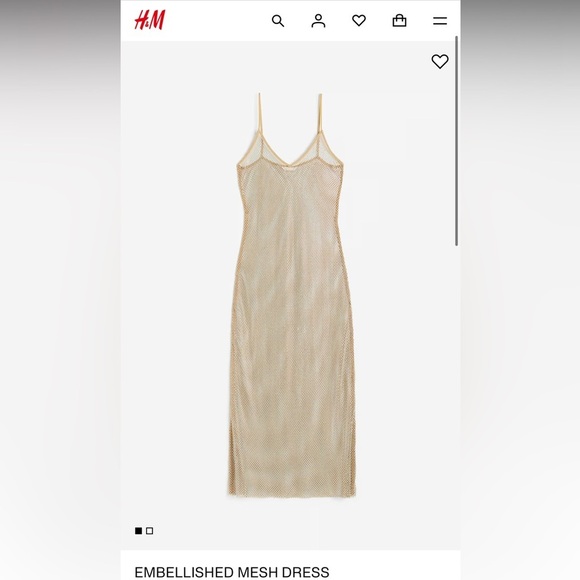 H&M Dresses & Skirts - H&m - Sparkling Mesh Dress in Gold and Beige - XXL - NEW!